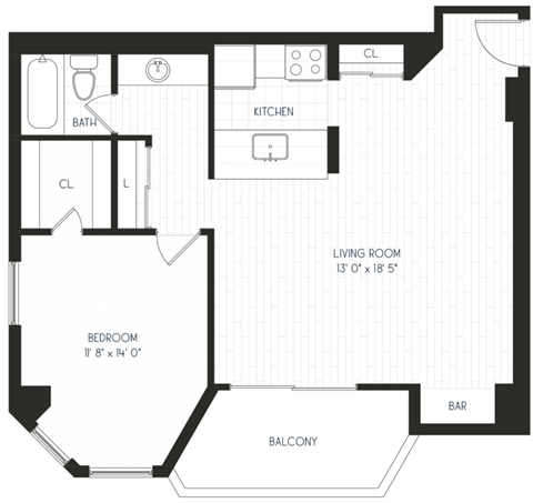 a floor plan of a room with a bedroom and a living room